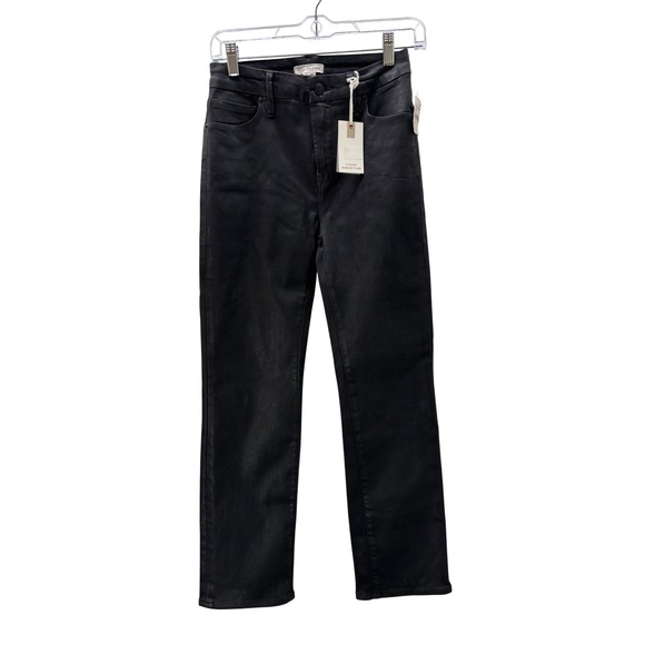 Good American Denim - Good American Good Straight Black Coated Jeans High Rise Size 2/26 NWT